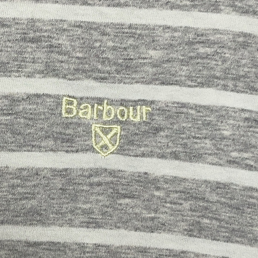 Barbour T-Shirt Mens L Tailored Fit Gray Striped Crew Neck Casual Tee Preppy - Picture 3 of 11